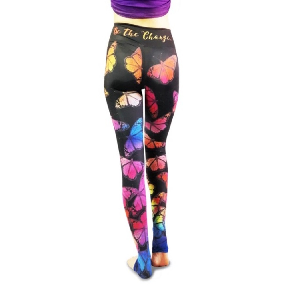 Yoganastix Butterflies leggings stretch yoga NWT M
